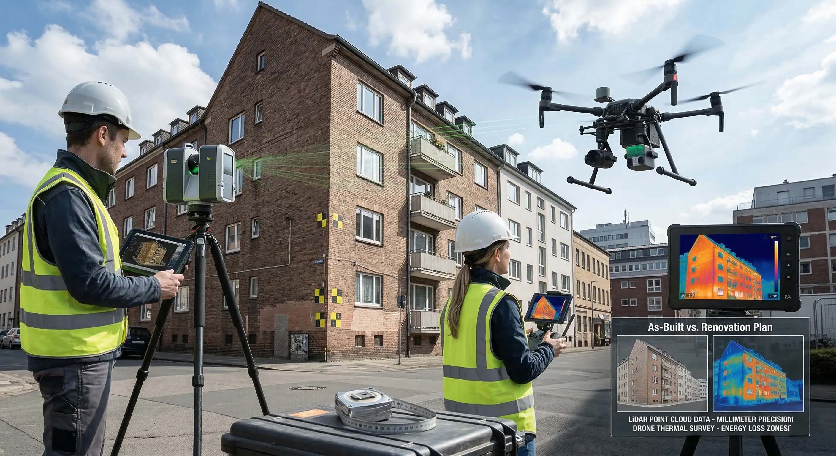 Gebäude-Scanning für Dämmung und Energiesanierung: LiDAR & Drohne statt Zollstock